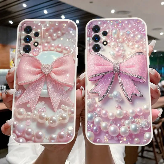 Glitter Bow and Pearl Phone Case - Samsung