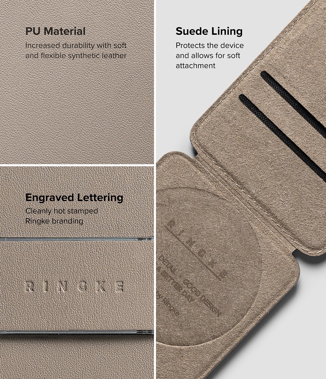 Slide Grip Magnetic Card holder with Wallet - Taupe Brown