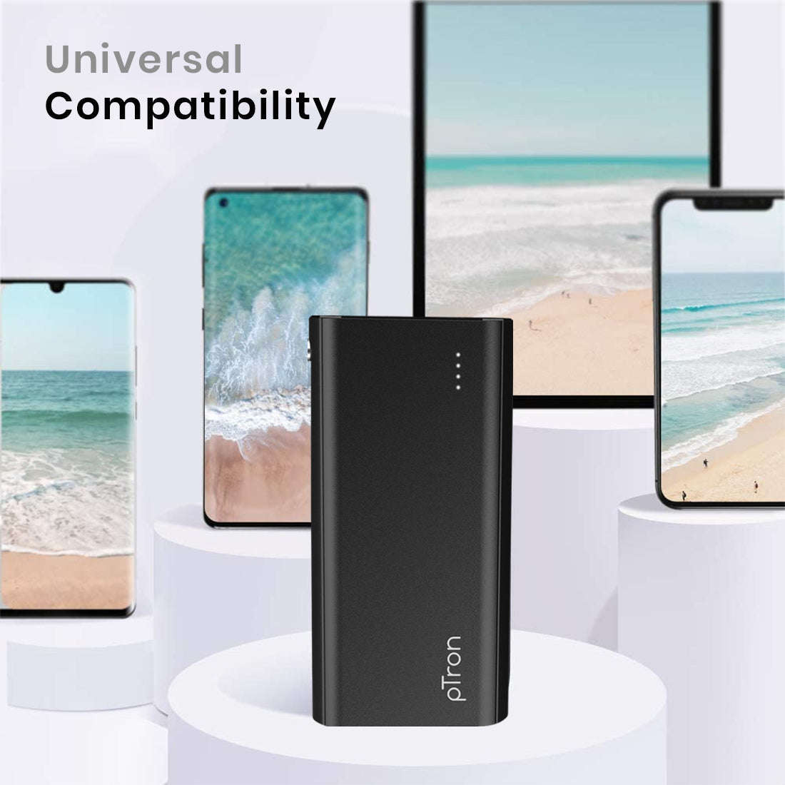 pTron Dynamo Zip 20000mAh Power Bank, 18W Fast Charge Type-C, Sturdy Design, Type-C & Micro USB Input Ports, Safe & Reliable, Li-Polymer Power Bank for Smartphones & Other Smart Device - (Black)