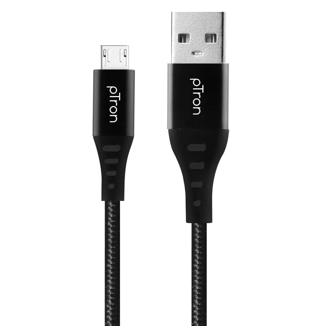 pTron Solero MB301 3A Micro USB Data & Charging Cable, Made in India, 480Mbps Data Sync, Strong & Durable 1.5 m Nylon Braided USB Cable for Micro USB Devices - (Black)