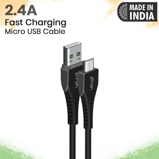 pTron Solero M241 2.4A Micro USB Data & Charging Cable, Made in India, 480Mbps Data Sync, Durable 1 m USB Cable for Micro USB Devices - (Black)