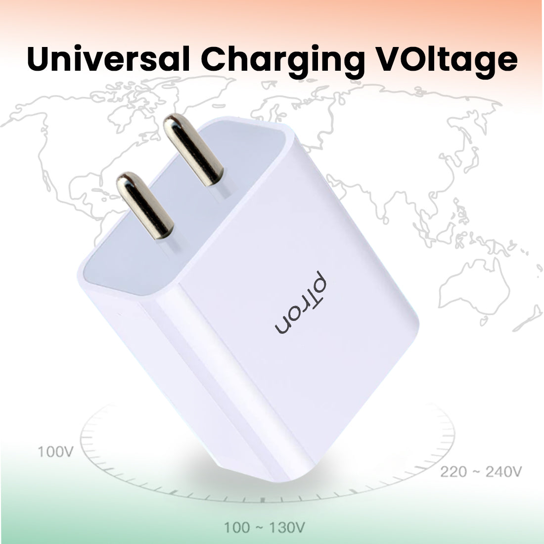 pTron Volta Evo 12W Single USB Smart Charger with 2.4A Micro USB 1-Meter Cable, Made in India, BIS Certified Fast Charging Power Adaptor - (White)