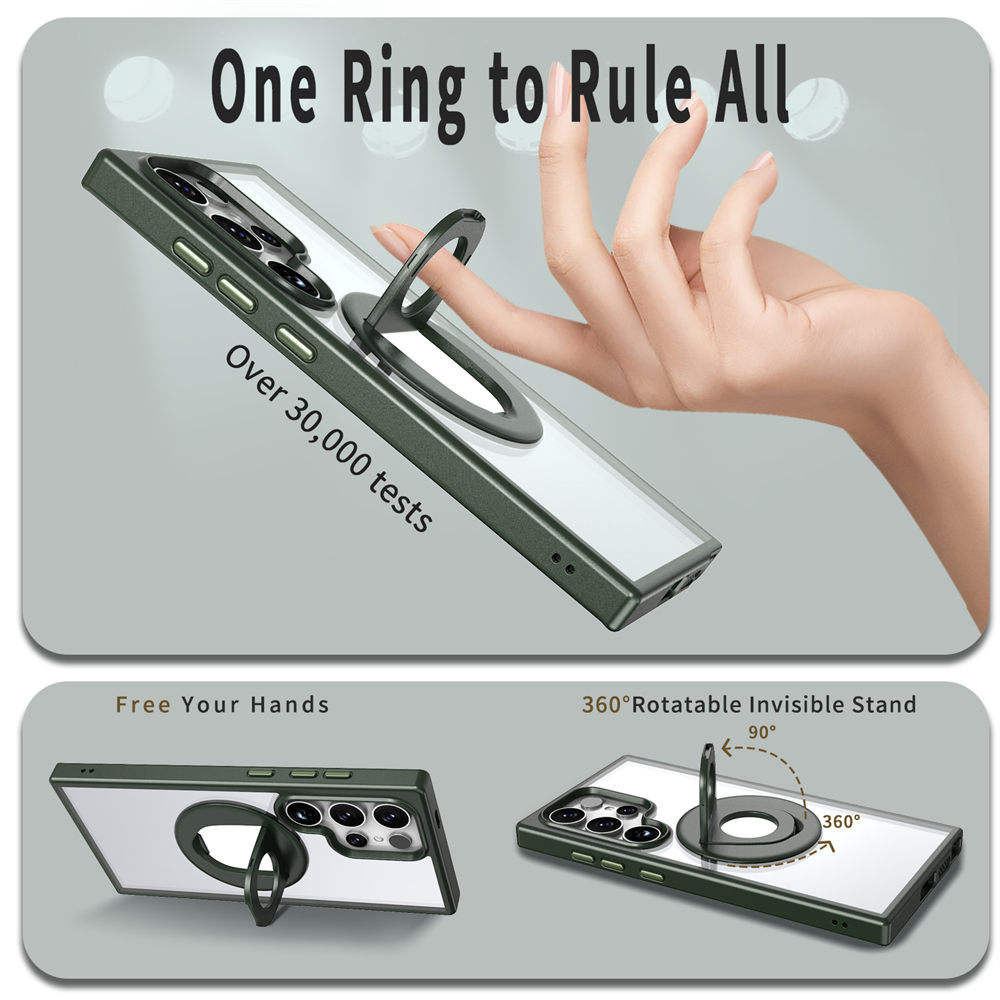Crystal Matte Frame Ring Holder Case - Samsung
