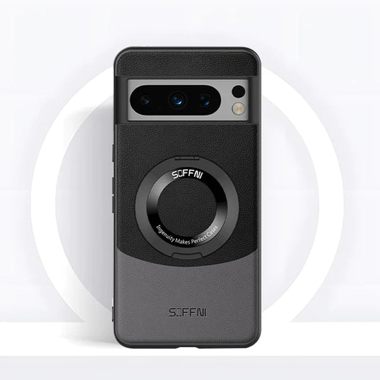 Magnetic Ring Contrast Leather Case - Google Pixel