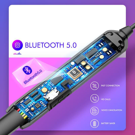 pTron Avento Plus Bluetooth 5.0 Magnetic Stereo Headphones for All Smartphones - (Grey/Black)