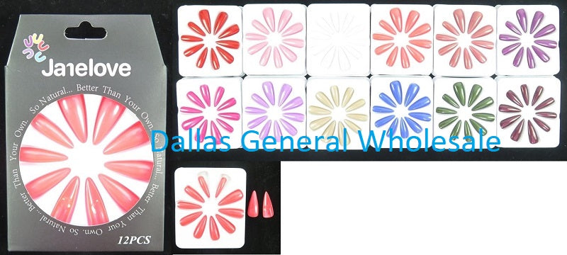 Bulk Girls Long Pointy Fake Nail Art Sets