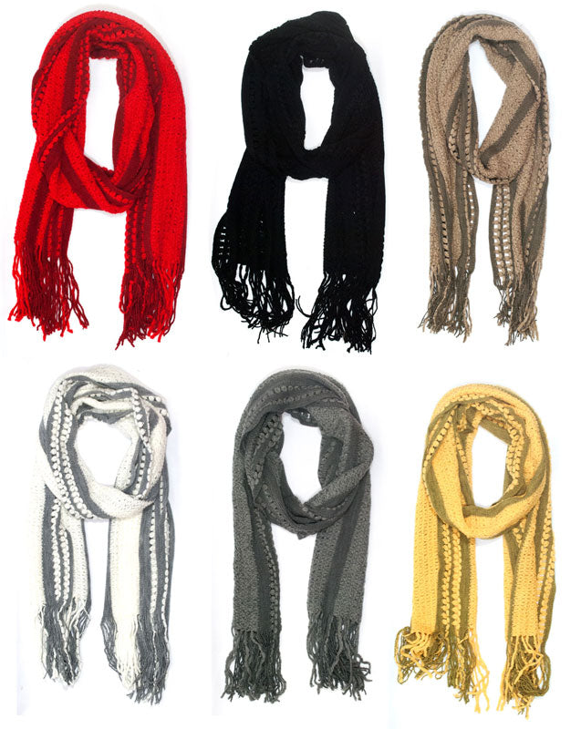Winter Warm Knitted Ladies Scarf In Bulk - Assorted
