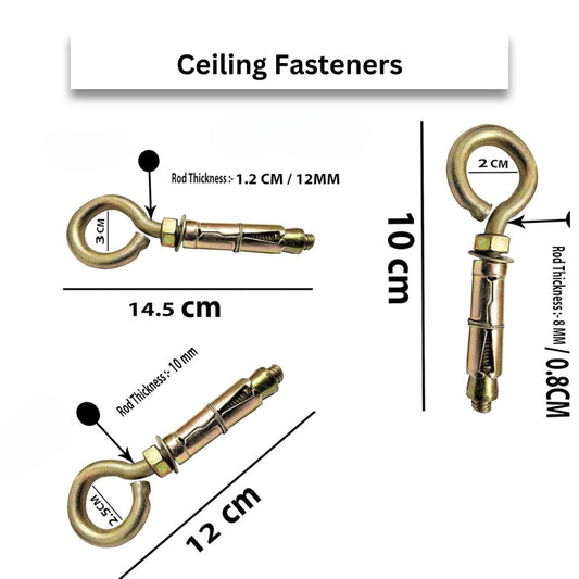 Heavy-Duty Ceiling Anchor Fasteners Closed-Hook for Fans & Hanging