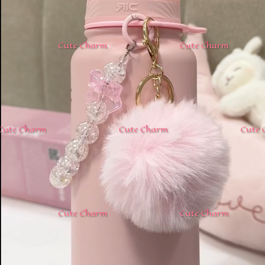 Pearl Glam Tumbler with Furry Charm