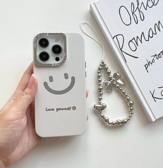 Cheerful smiley face Case with Phone Charm - iPhone