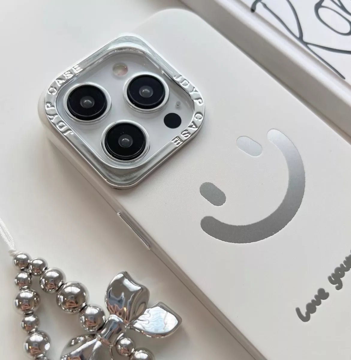 Cheerful smiley face Case with Phone Charm - iPhone