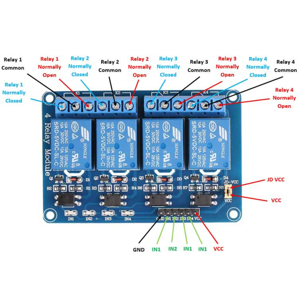 12V 4 Channel Isolated Relay Module optocoupler (with Light Coupling)