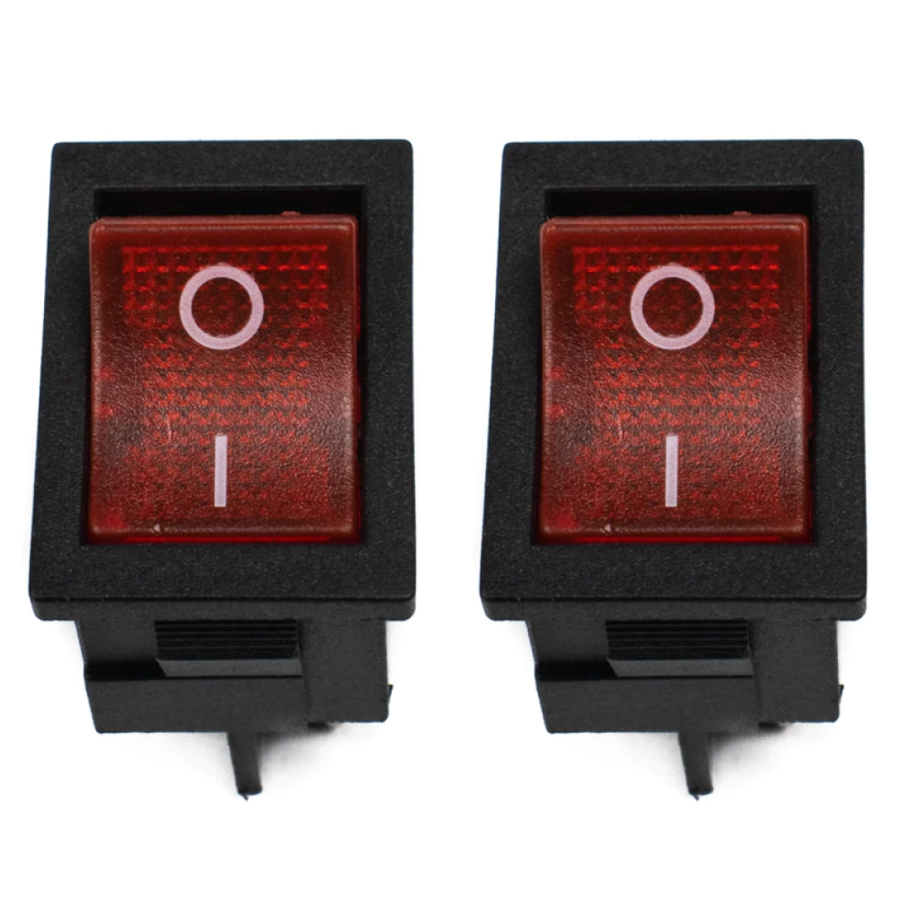 KCD1 6A 250V DPST ON-OFF Rocker Switch with Red Light with Copper Contacts