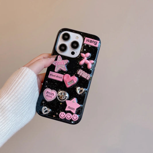 Adorable 3D Love & Star Dog Case
