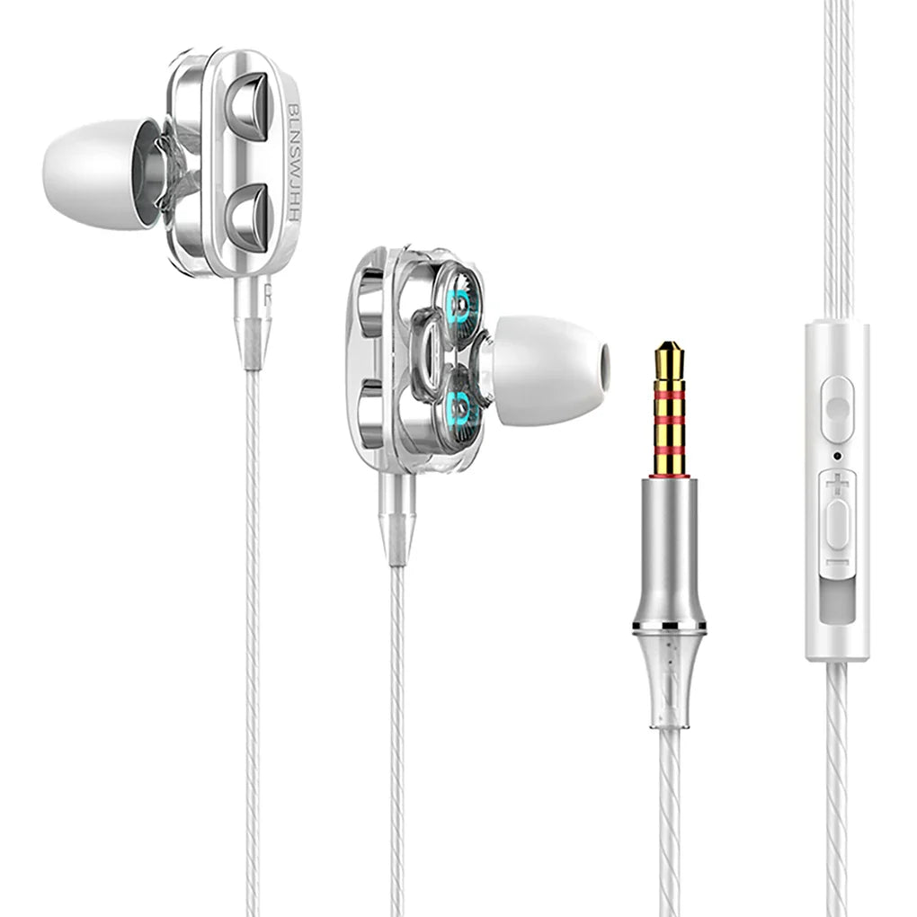 0407GG High Quality 3.5mm In Ear Earphones Wired Headset For Computer Dual Drive Stereo Sport Earbuds With Mic for iPhone for Samsung