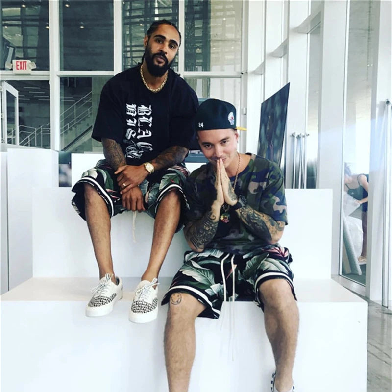 Bieber Hawaiian Beach Short Hip Hop Baggy Short Joggers Men
