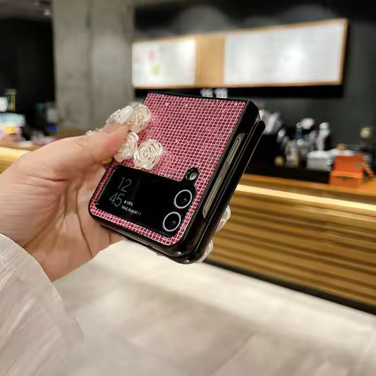 Shiny Heart & Flower Glitter Phone Case - Samsung