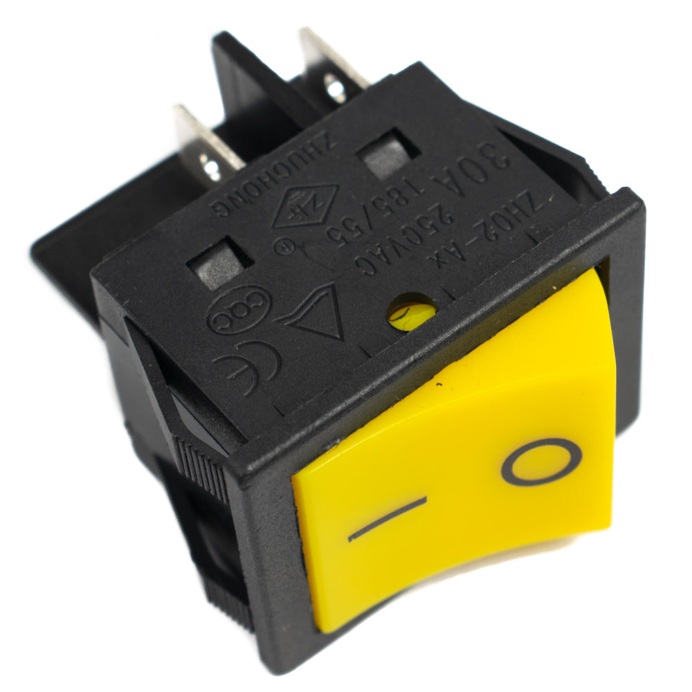 30A 250V DPST ON-OFF Rocker Switch (Yellow)