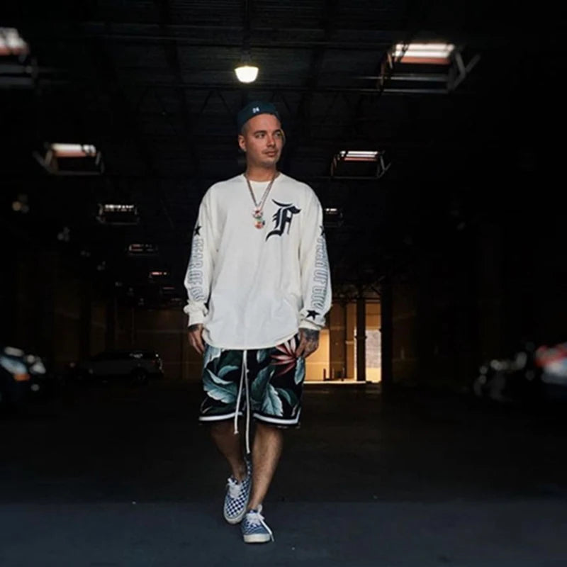 Bieber Hawaiian Beach Short Hip Hop Baggy Short Joggers Men