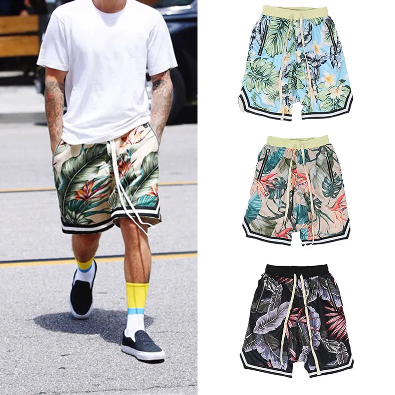 Bieber Hawaiian Beach Short Hip Hop Baggy Short Joggers Men