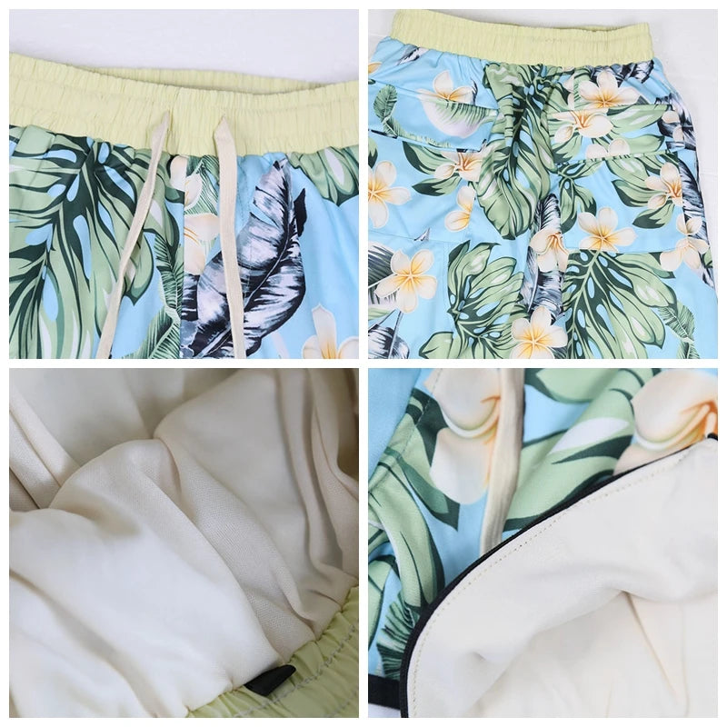Bieber Hawaiian Beach Short Hip Hop Baggy Short Joggers Men