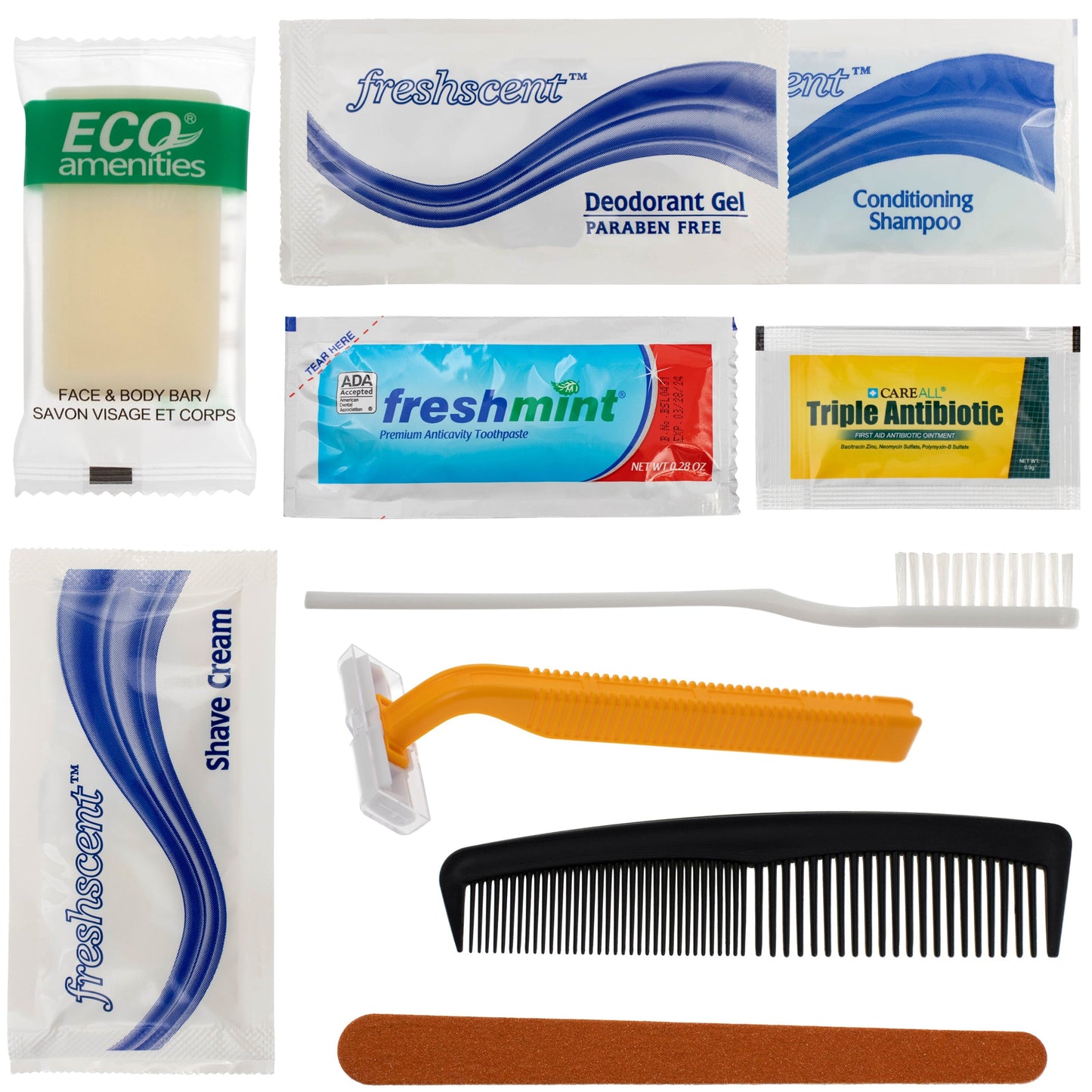 Bulk 10 Piece Deluxe Wholesale Hygiene Kits