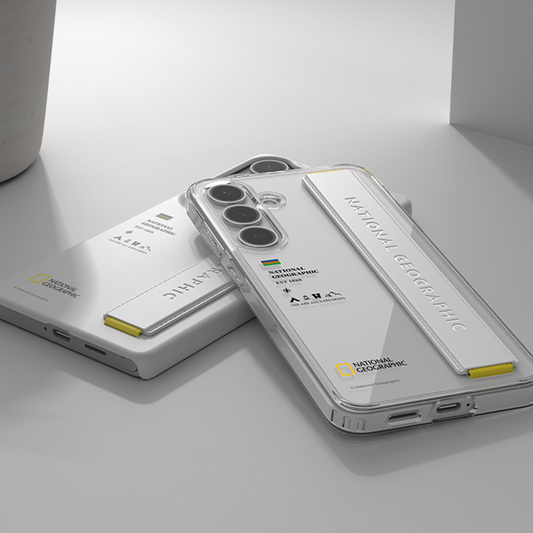 Nat Geo Galaxy S25 Back Cover Case | Strap - Clear Black