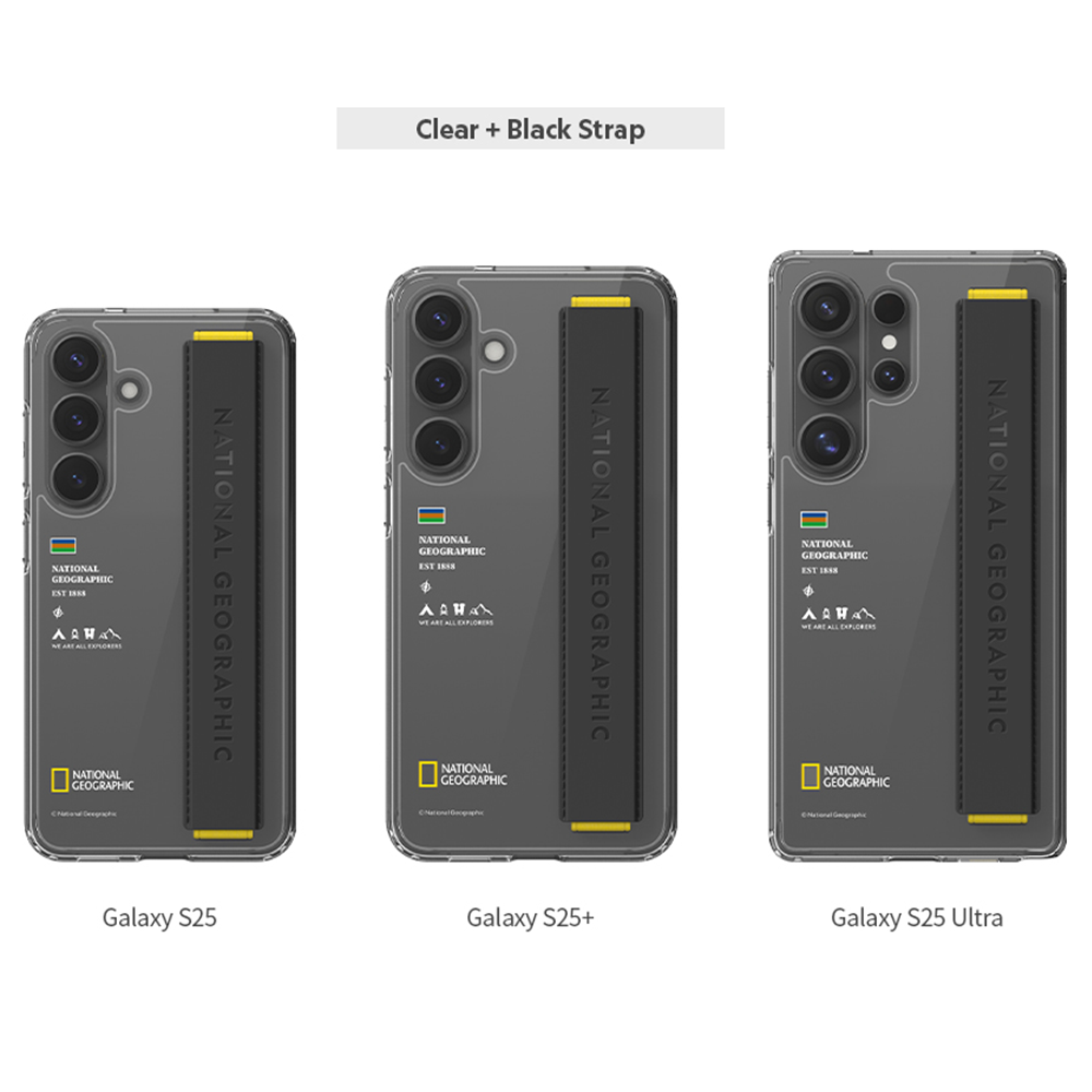 Nat Geo Galaxy S25 Back Cover Case | Strap - Clear Black