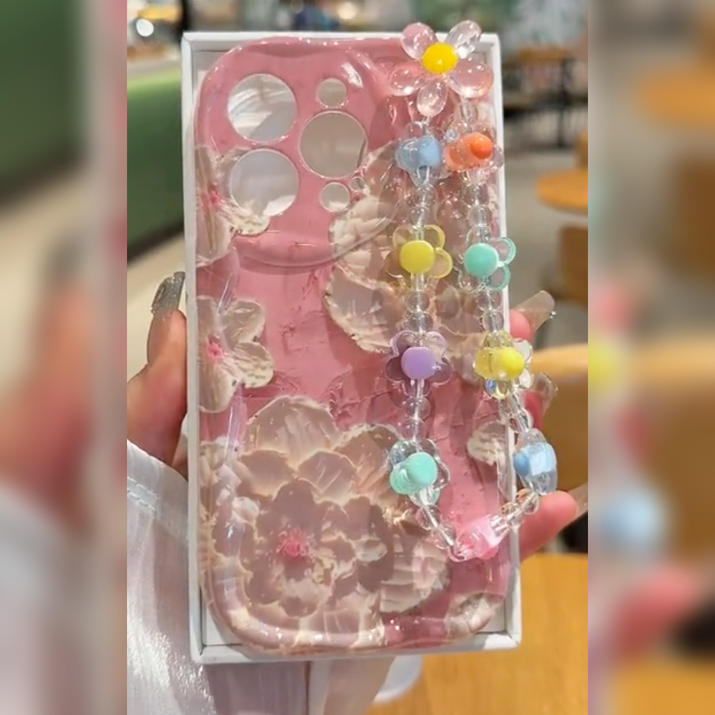 Pink Floral Charm Phone Case