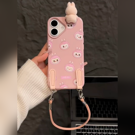 Cute 3D Bunny Phone Case with Wrist Strap