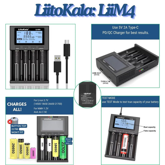 Liitokala: Smart LCD Display Fast Charge for Rechargeable Batteries