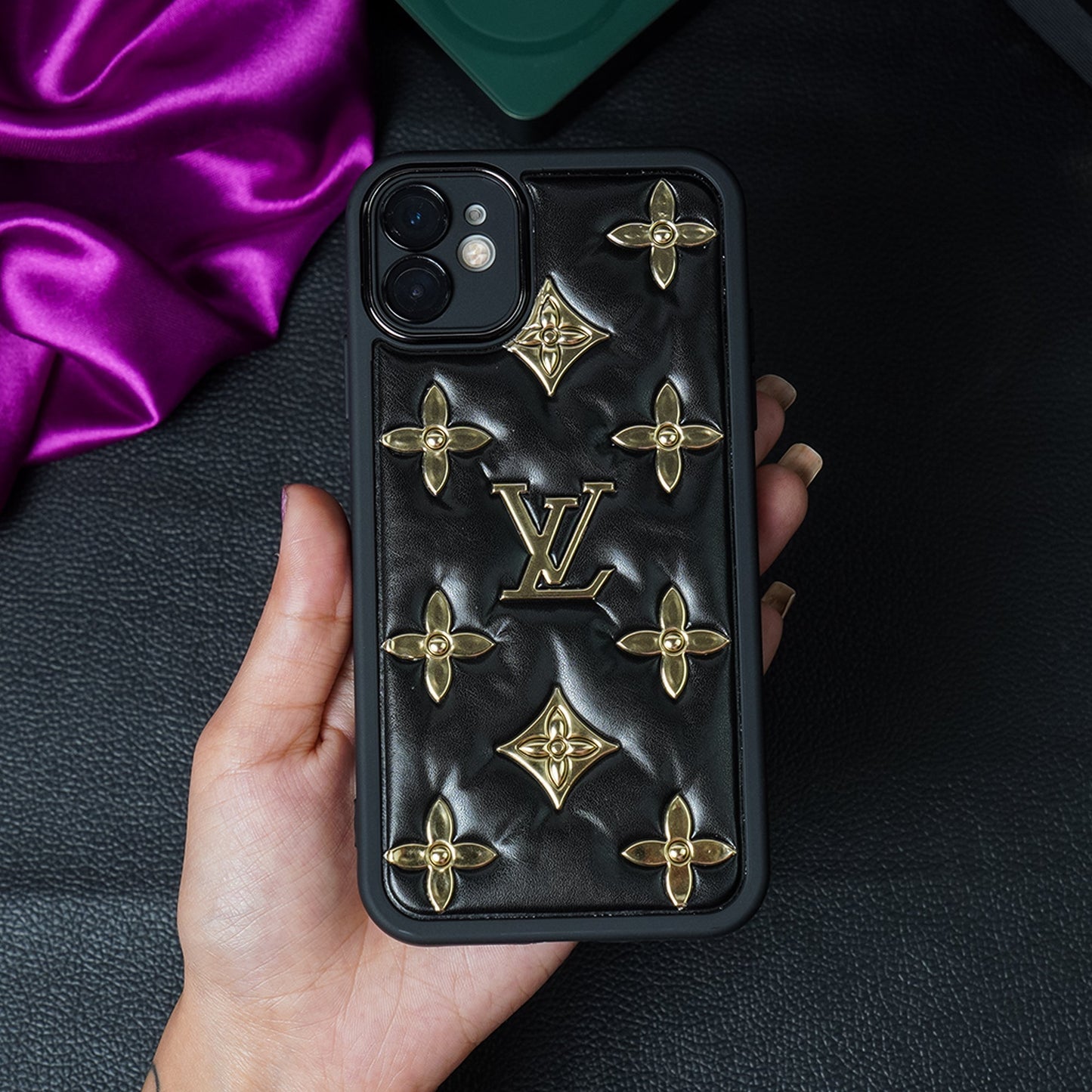 Luxury Brand Puff leather Phone Case - iPhone