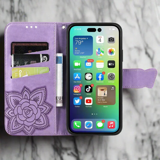 Embossed Butterfly Leather Case