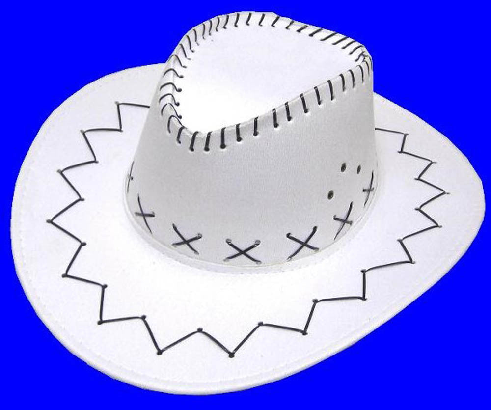 Wholesale WHITE COLOR HEAVY LEATHER LOOKING COWBOY HAT