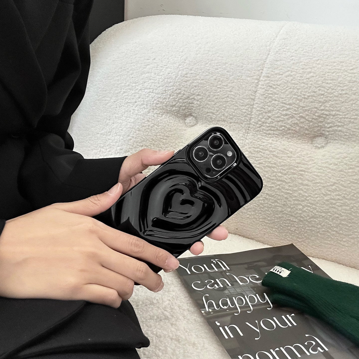 Radiant Heart Glow Embossed Phone Case