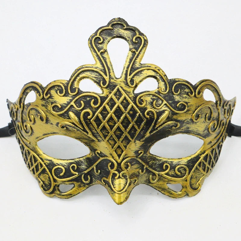 0207ba Halloween Ball Party Mask Retro Jazz Flat Head Mask Antique Half Face Mask Decoration for Men and Women