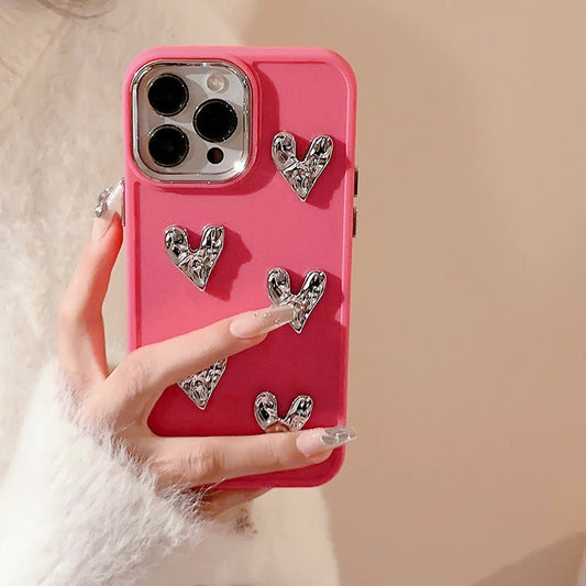 Elegant 3D Heart Embellished Case - iPhone