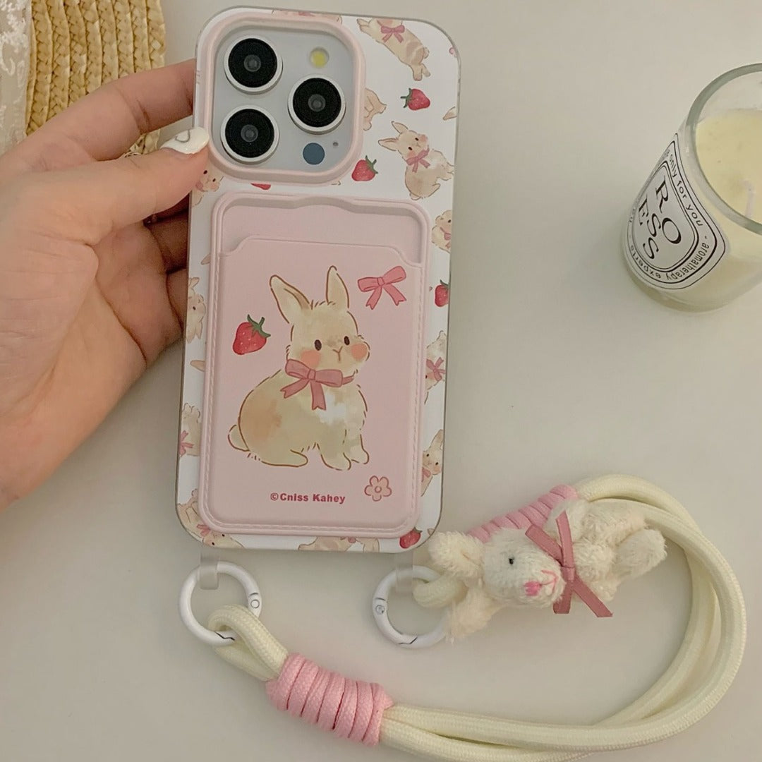 Berry Bunny Lanyard Card Holder Case