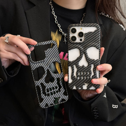 Gothic Carbon Fiber Hollow Skull Case - iPhone