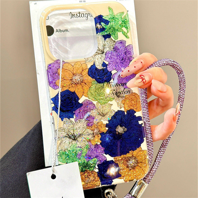 Blooming Elegance Floral Case with Wrist Strap