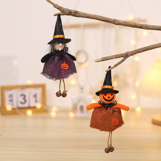 0709BA Halloween Decorations Cartoon Linen Elf Pumpkin Doll Pendant Atmosphere Layout Props Scene Dress up