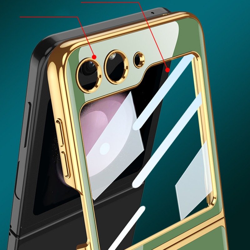 Galaxy Z Flip5 Electroplating Deer Print Glass Case