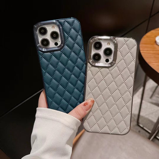 Checkered Plaid Leather Phone Case - Samsung