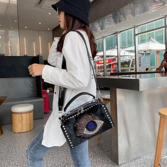 Glam Evil Eye Rhinestone Side Bag
