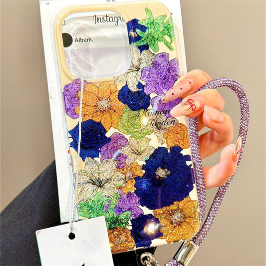 Blooming Elegance Floral Case with Wrist Strap