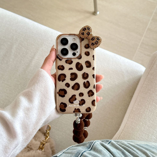 Luxury Leopard Glitter Bow Phone Case