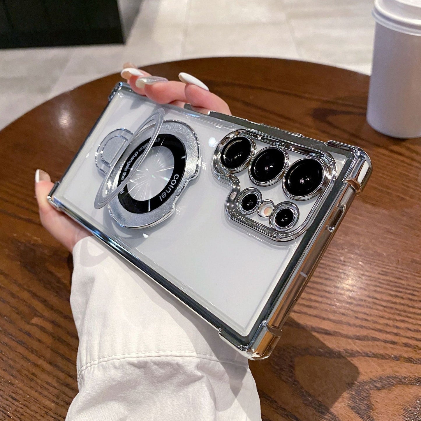 Stylish Electroplated Metal Ring Stand Case - Samsung