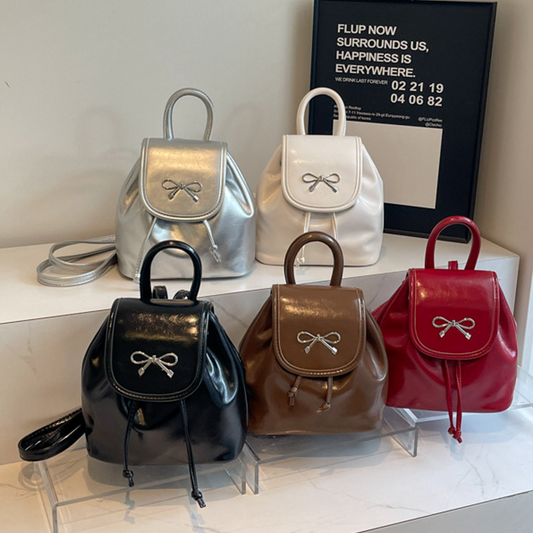 Chic Bowknot Leather Mini Backpack