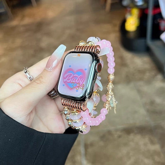 Chic Blush Beaded Strap for Apple Watch