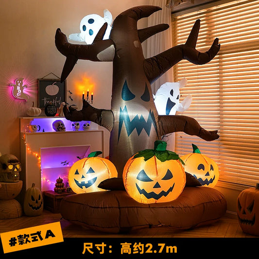 0709BA Halloween Decorations Inflatable Pumpkin Lamp Dress up Props Kindergarten Theme Scene Layout Ornaments Decorations Pile Head